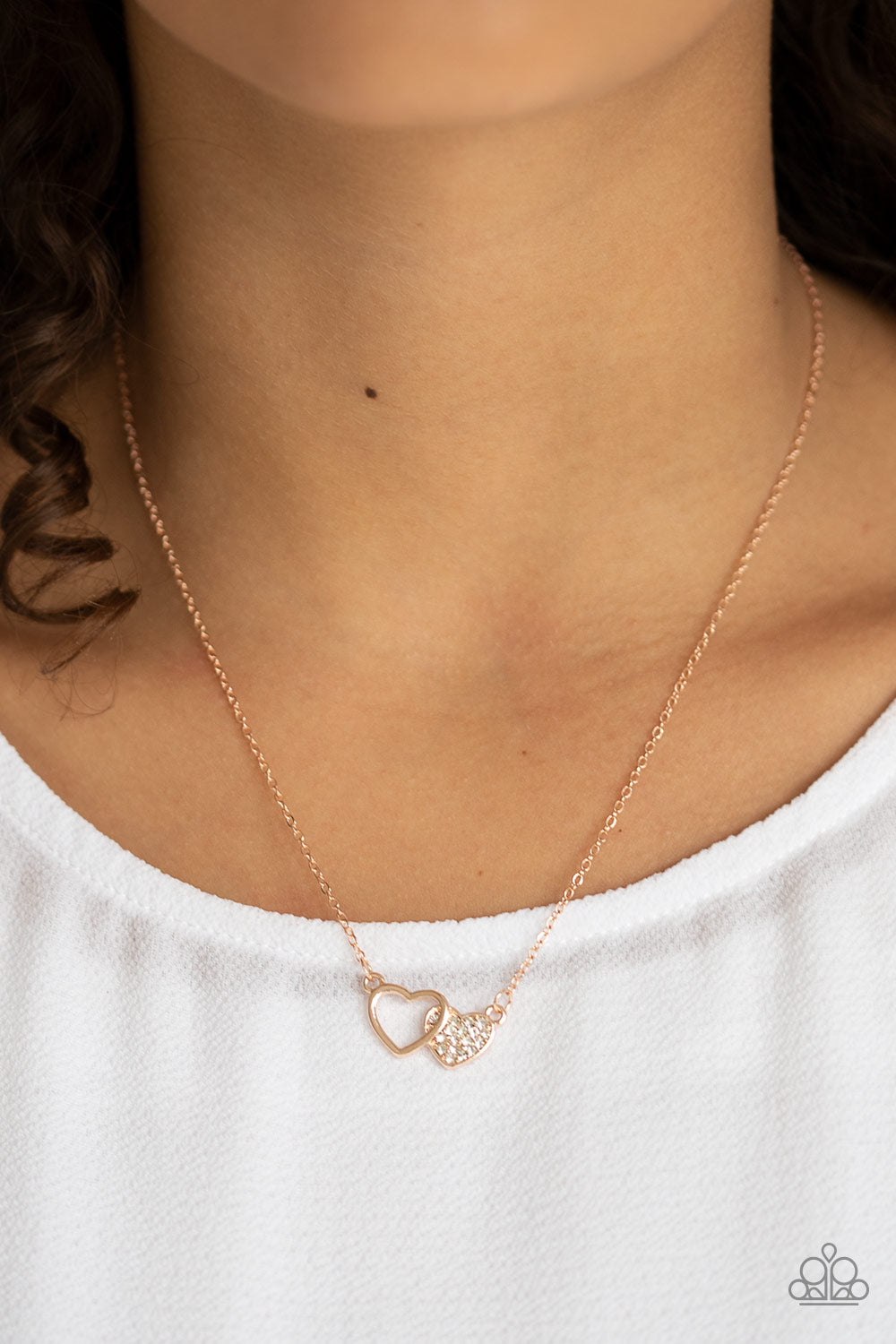 Paparazzi Charming Couple - Rose Gold Dainty Necklace