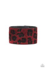 Load image into Gallery viewer, Cheetah Cabana Red Fuzzy Urban Bracelet Paparazzi Accessories. #P9UR-RDXX-059XX. Get Free Shipping. 
