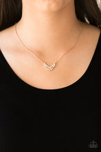 Load image into Gallery viewer, Paparazzi Classically Classic - Gold Necklace with white rhinestone dainty $5 jewelry
