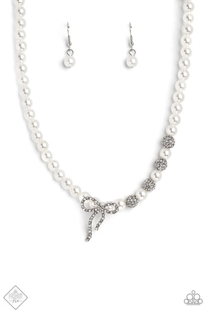 Classy Cadenza White Necklace Paparazzi Accessories. Get Free Shipping. #P2ST-WTXX-131LD