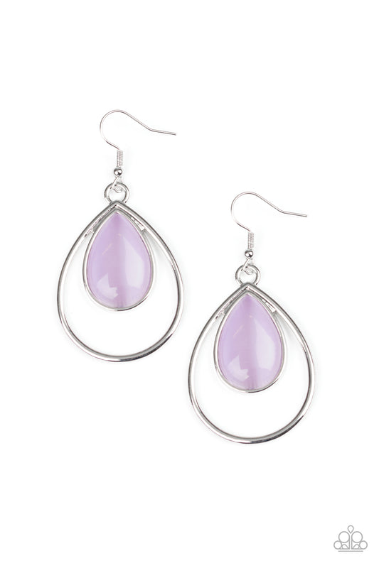 Paparazzi Earring ~ Color Me Cool - Purple Cat's Eye Earring