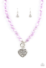 Load image into Gallery viewer, Color Me Smitten Purple Necklace Paparazzi $5 Jewelry.#P2RE-PRXX-304XX. Pearl Heart Necklace
