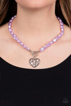 Load image into Gallery viewer, Color Me Smitten Purple Pearls Heart Necklace Paparazzi Accessories. Subscribe &amp; Save. 
