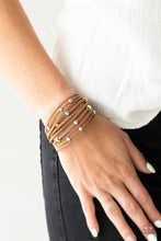 Load image into Gallery viewer, Paparazzi Colorfully Coachella - Yellow Wooden Beads &amp; Brown Suede Urban Bracelet
