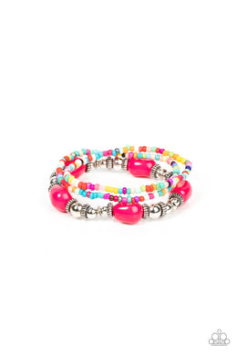 Paparazzi Confidently Crafty - Pink Stretchy Bracelet. #P9WH-PKXX-291X. Subscribe & Save!