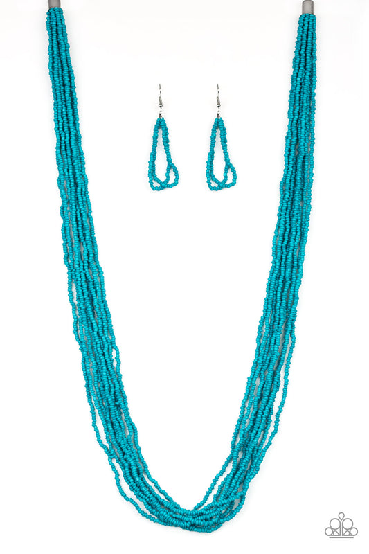 Congo Colada - Blue Necklace Paparazzi Accessories Seed Beads Long Necklace