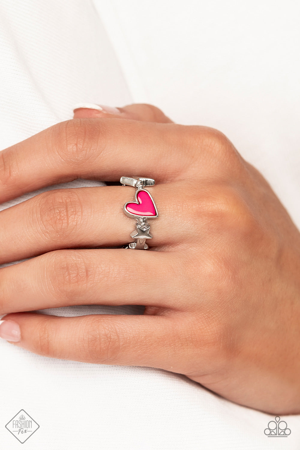 Contemporary Charm Pink Heart Dainty Ring Paparazzi Accessories. #P4WH-PKXX-252JJ. Free Shipping