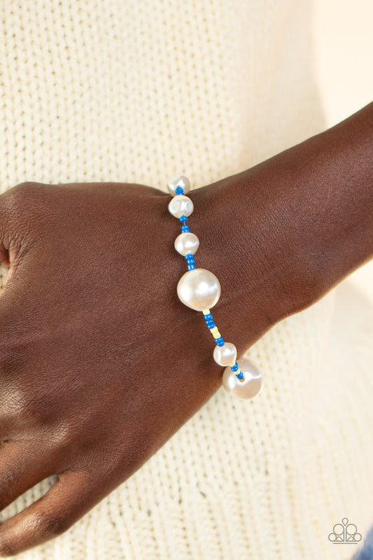 Contemporary Coastline Blue and Pearl Bracelet Paparazzi Accessories. Get Free Shipping. 