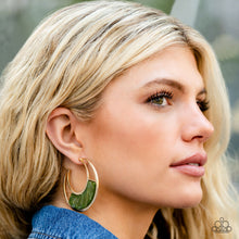 Load image into Gallery viewer, Paparazzi Contemporary Curves Green Earring. Subscribe &amp; get free shipping. #P5HO-GRXX-025XX.
