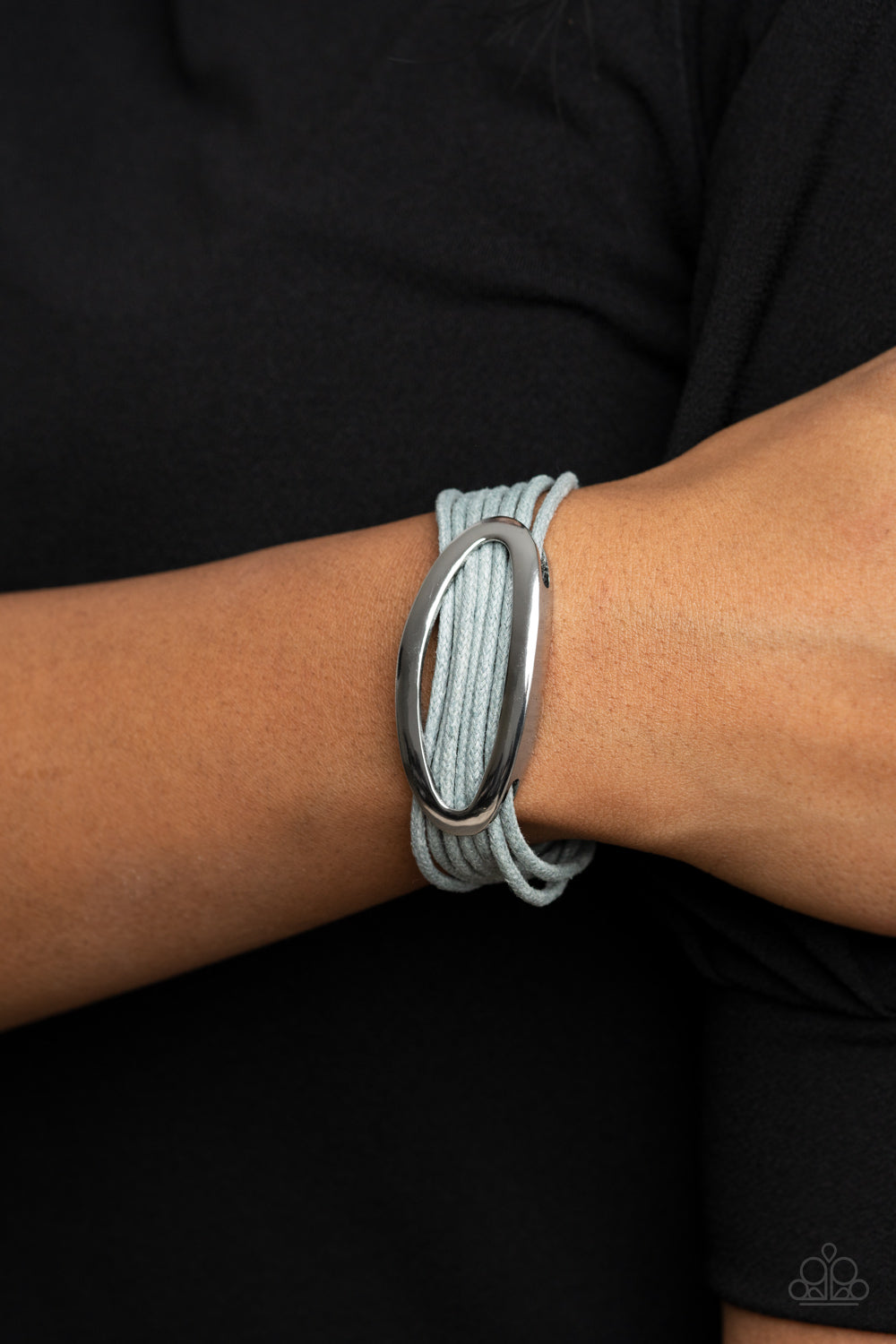 Corded Couture Silver Magnetic Closure Bracelet Paparazzi Accessories. #P9SE-SVXX-096XX