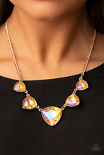 Load image into Gallery viewer, Cosmic Constellations Gold UV Gem Short Necklace Paparazzi Accessories. #P2SE-GDXX-104XX
