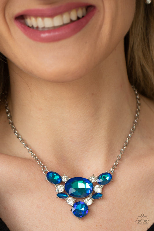 Paparazzi Cosmic Coronation - Blue Necklace. #P2ST-BLXX-127XX. Get Free Shipping.