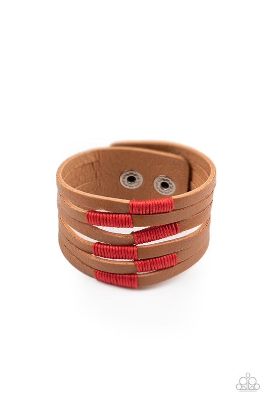 Paparazzi Country Colors Red Bracelet. Leather Band Wrap. #P9SE-RDXX-205WT. Subscribe & Save.