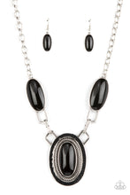 Load image into Gallery viewer, Count to TENACIOUS - Black Necklace Paparazzi Accessories rope-like texture, the hammered pendant 
