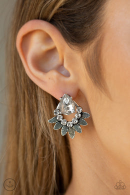 Paparazzi Earring ~ Crystal Canopy - White Jacket Style Earring Paparazzi