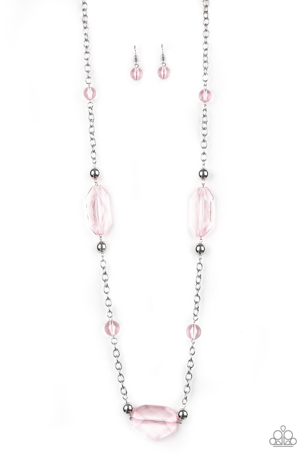 Paparazzi Necklace ~ Crystal Charm - Pink Crystal-like Beads Necklace
