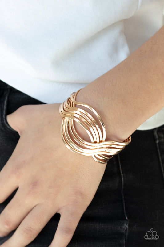 Paparazzi Bracelet ~ Curvaceous Curves - Gold Cuff Bracelet