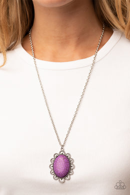 Daisy Dotted Deserts Purple Stone Long Necklace Paparazzi Accessories. #P2SE-PRXX-228XX
