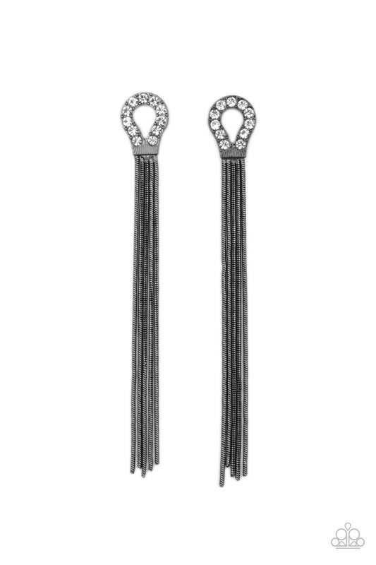 Dallas Debutante - Black Earring Paparazzi Accessories. #P5PO-BKXX-179XX. Free Shipping!