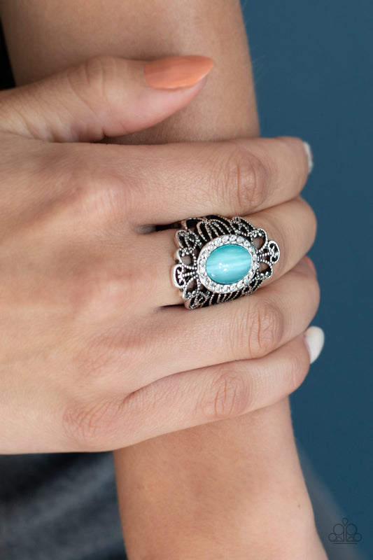 Paparazzi Dashingly Dewy - Blue Cat's Eye Stone Ring 