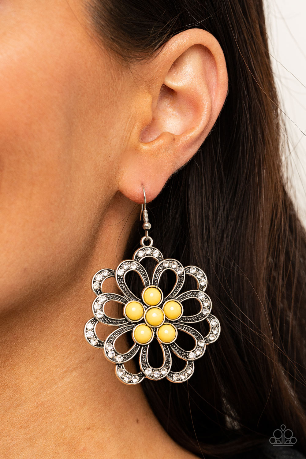 Dazzling Dewdrops Yellow Earring Paparazzi Accessories $5 Jewelry #P5WH-YWXX-167XX