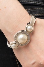 Load image into Gallery viewer, Debutante Daydream White Pearl Hinged Closure Bracelet Paparazzi Accessories. Free Shipping.
