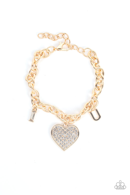 Declaration of Love Gold Bracelet Paparazzi $5 Accessories. Get Free Shipping! #P9WH-GDXX-117FG