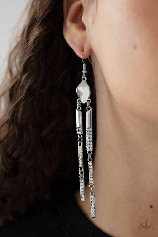 Paparazzi Earring ~ Defined Dazzle - White Earring