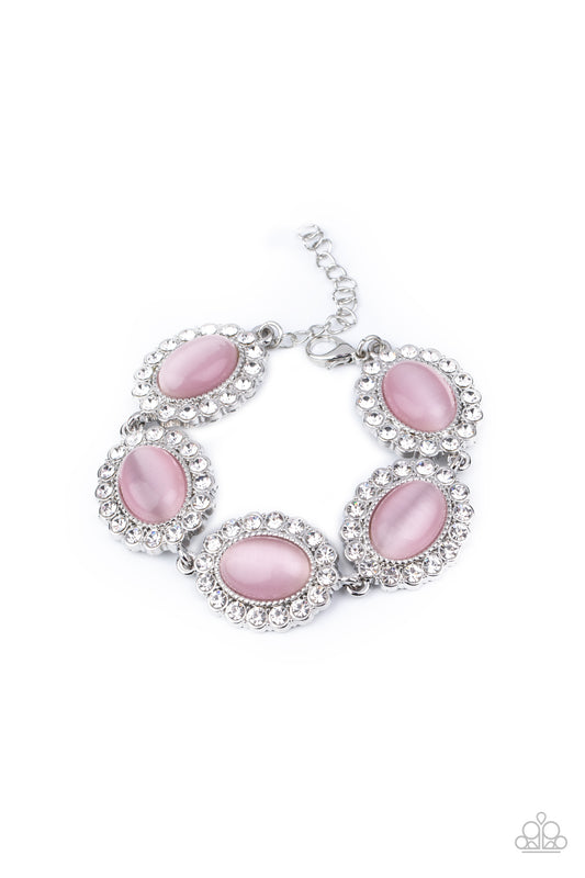 Demurely Diva Pink Bracelet Paparazzi Accessories Pink Cat's Eye Bracelet #P9RE-PKXX-223VS
