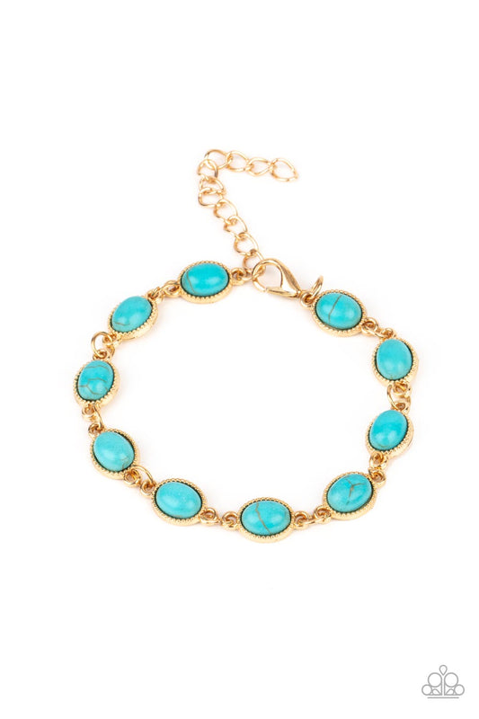 Desert Day Trip Blue Stone Bracelet in Gold Frame Paparazzi Accessories