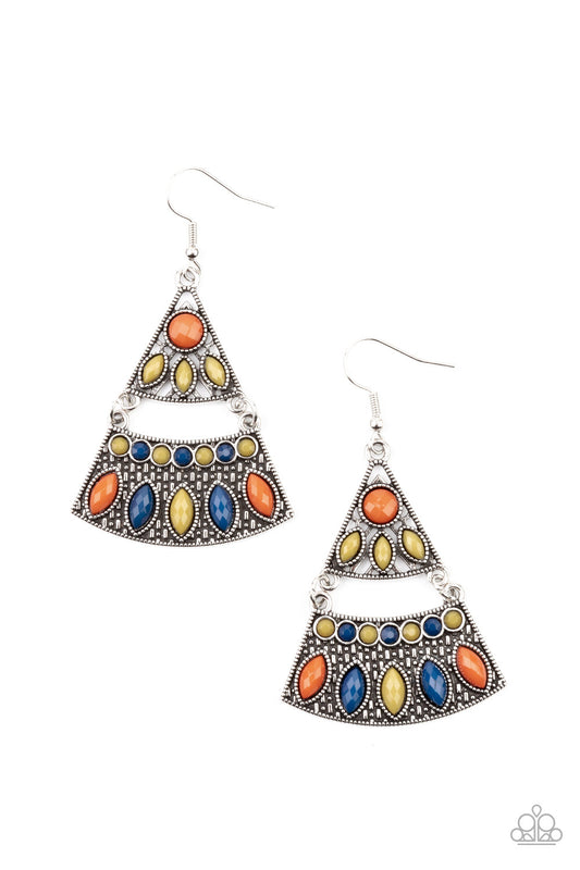 Paparazzi Desert Fiesta Multi Earring blue, green, and Rust colored beads (P5TR-MTXX-069XX) 