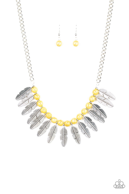 Paparazzi Necklace ~ Desert Plumes - Yellow Necklace