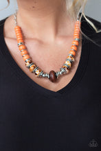 Load image into Gallery viewer, Paparazzi Desert Tranquility Orange and Brown beads Necklace. Get Free Shipping. #P2SE-OGXX-230XX
