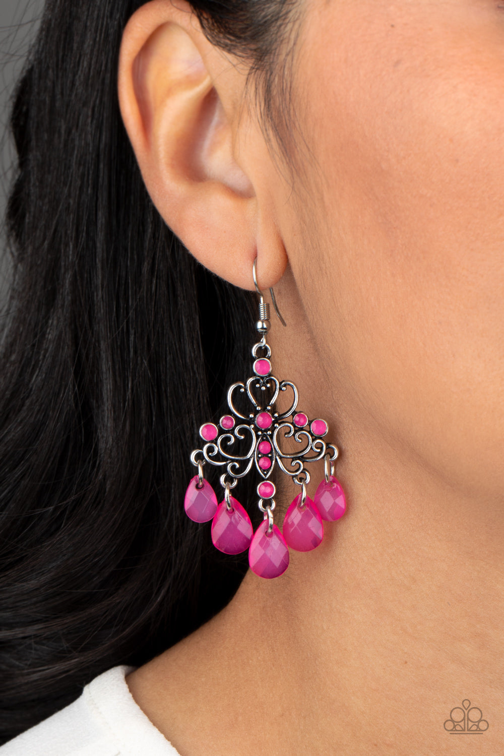 Paparazzi Earring ~ Dip It GLOW - Pink