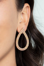 Load image into Gallery viewer, Diva Dust Gold Iridescent Post Earrings Paparazzi Accessories. #P5PO-GDXX-218XX. Teardrop earring
