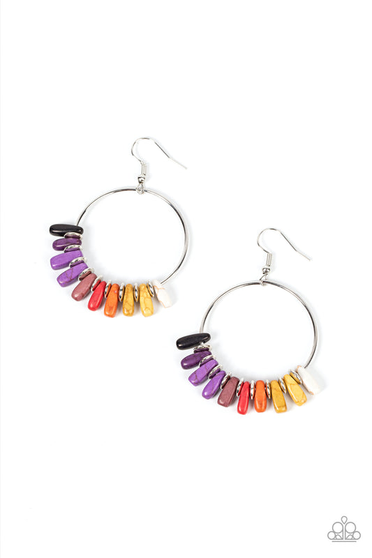 Earthy Ensemble MultiColor Stone Hoop Earrings Paparazzi Accessories. Free Shipping!