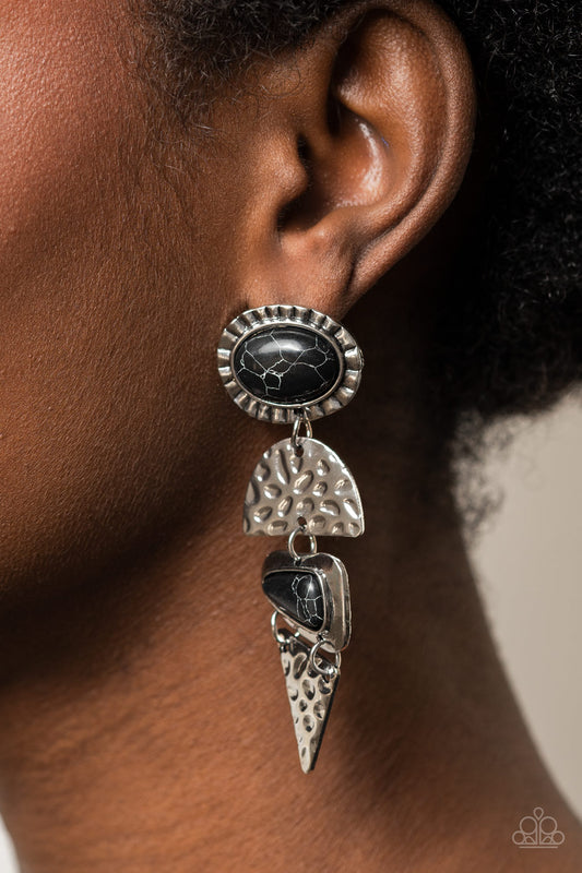 Paparazzi Earthy Extravagance - Black Stone Earrings. Free Shipping! #P5PO-BKXX-163XX