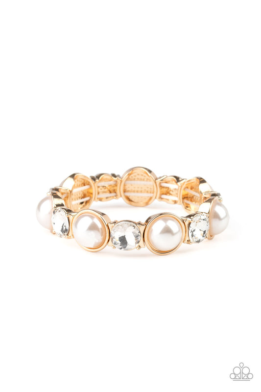 Paparazzi Elegant Entertainment Gold Stretchy Bracelet online at AainaasTreasureBox #P9RE-GDXX-260XX