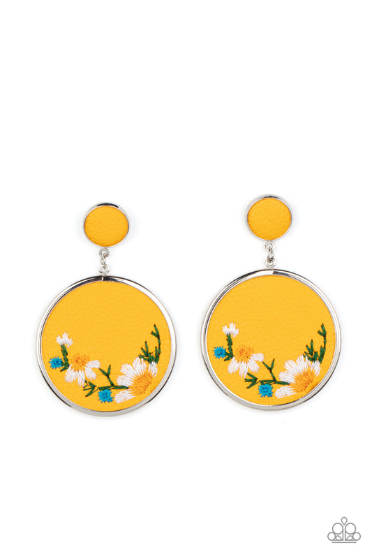 Embroidered Gardens Floral Earring Paparazzi $8 Accessory. #P5PO-YWXX-030XX. Get Free Shipping