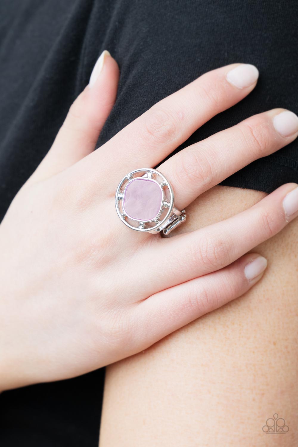 Paparazzi Ring ~ Encompassing Pearlescence - Purple Square Bead Ring