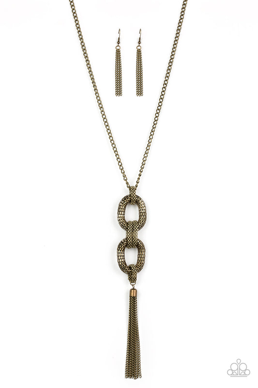 Enmeshed in Mesh - Brass Necklace Paparazzi Accessories