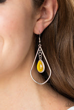 Load image into Gallery viewer, Paparazzi Ethereal Elegance Yellow Earrings. #P5RE-YWXX-040XX. Yellow Cat&#39;s Eye stone earring
