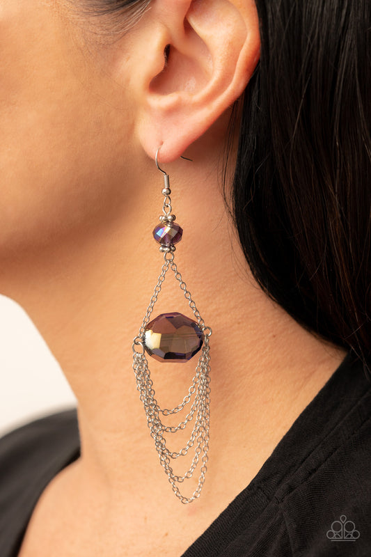 Paparazzi Ethereally Extravagant - Purple Iridescent chandelier Earrings. Subscribe & Save!