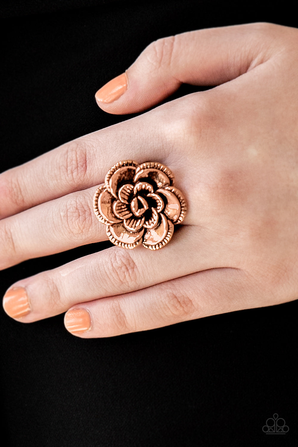 Paparazzi Ring ~ FLOWERBED and Breakfast - Copper Flower Ring