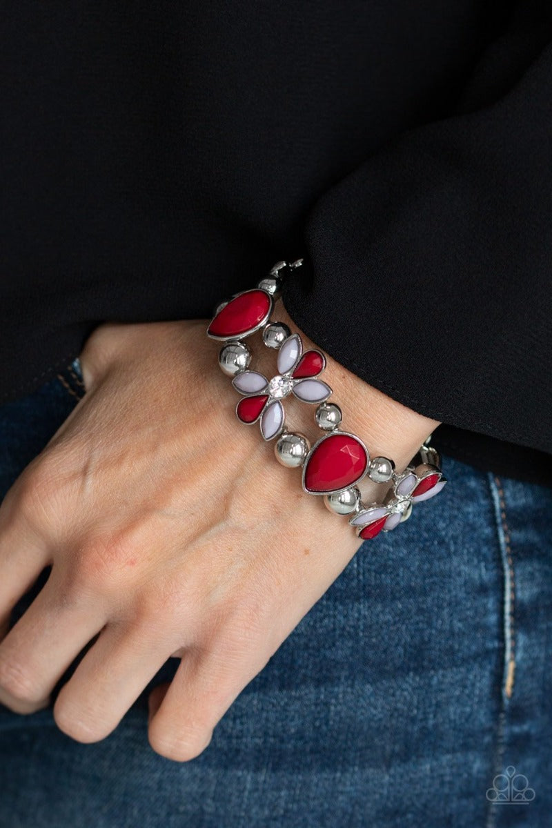Paparazzi Bracelet ~ Fabulously Flourishing - Red Bracelet