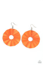 Load image into Gallery viewer, Fan the Breeze Orange Earrings Paparazzi Accessories Burnt Orange Hoop Paper Crepe Style!
