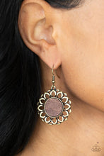 Load image into Gallery viewer, Paparazzi Earring Farmhouse Fashionista - Brass Petal Bloom Floral Earring Brown Wooden
