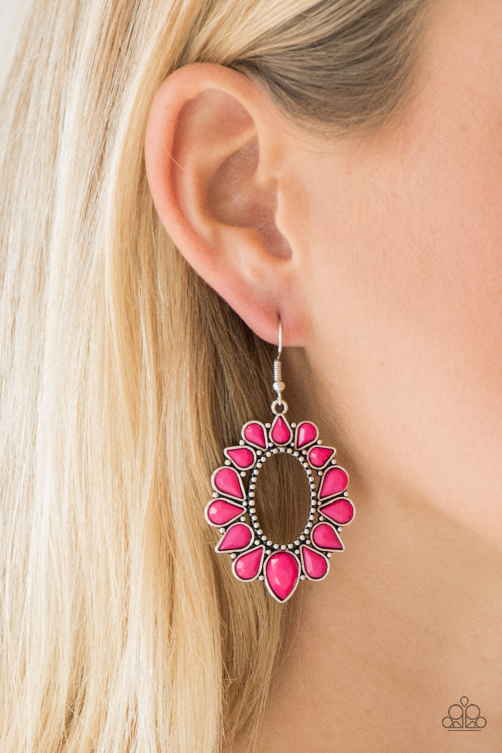 Paparazzi Earring ~ Fashionista Flavor - Pink Teardrops Earring