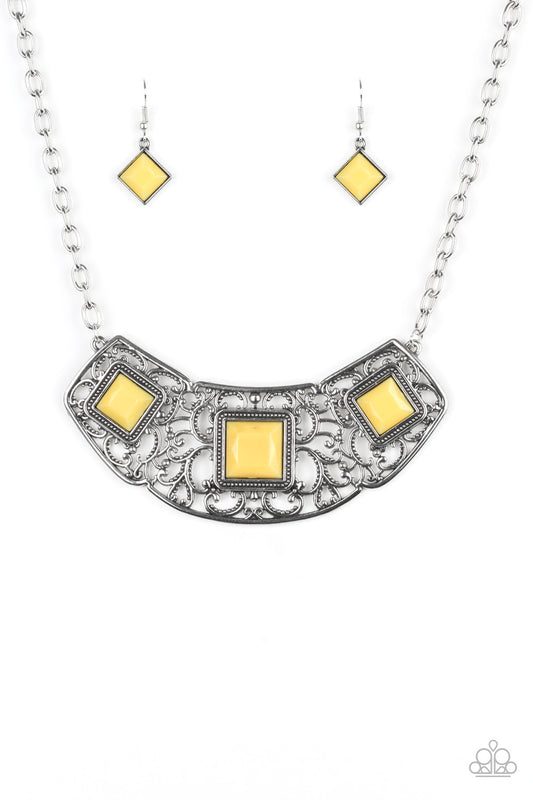 Feeling Inde-PENDANT Yellow Necklace Paparazzi Accessories. Subscribe & Save!