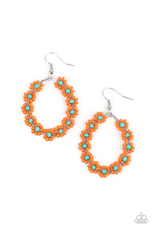 Festively Flower Child - Orange Earring Paparazzi Accessories